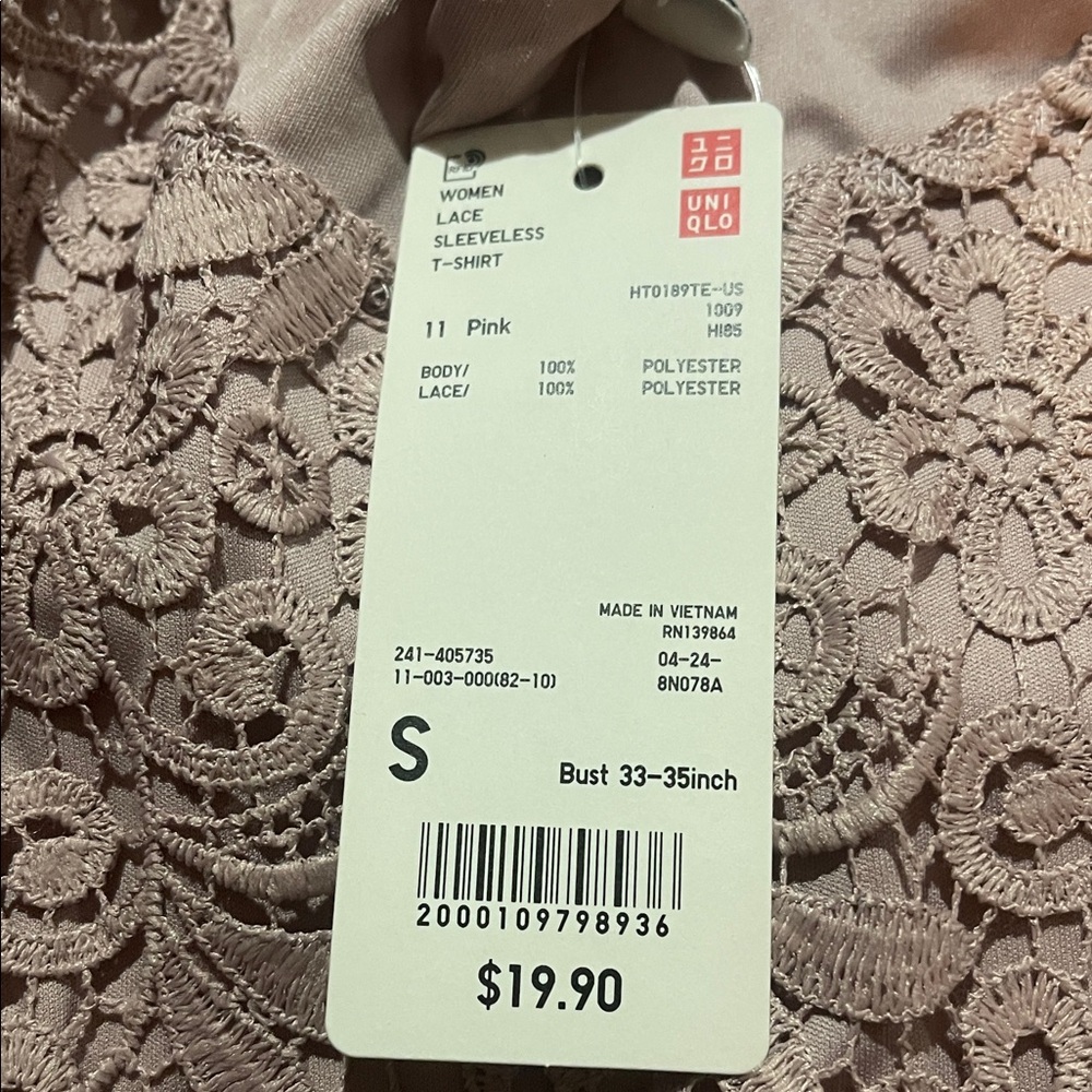 Uniqlo Blush Lace Sleeveless Top